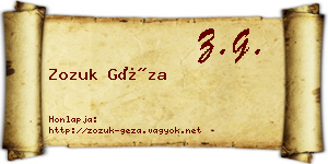 Zozuk Géza névjegykártya